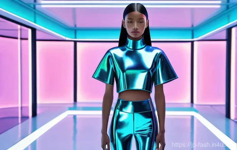 패션디자인 2025년 전망 - **Prompt 1: Sustainable Chic in an Urban Setting**
    "A stylish young woman, mid-20s, with a radia...