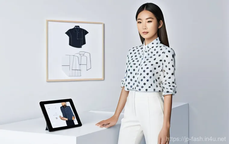 패션디자인 자격증 시험 과목 분석 - **Prompt 2: Hands-On Fabric & Pattern Work in a Design Studio**
    "A talented Japanese female fash...