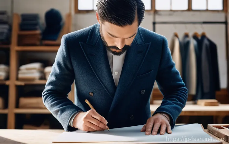 패션디자인 실무에서의 창의적 문제 해결 - **Prompt:** A confident, gender-neutral young adult in their mid-20s is walking gracefully down a bu...