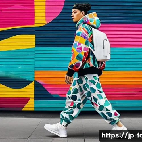 패션디자인 협업 사례와 팁 - **Urban Pop Art Collaboration:**
    "A vibrant, dynamic full-body shot of a young, stylish person (...