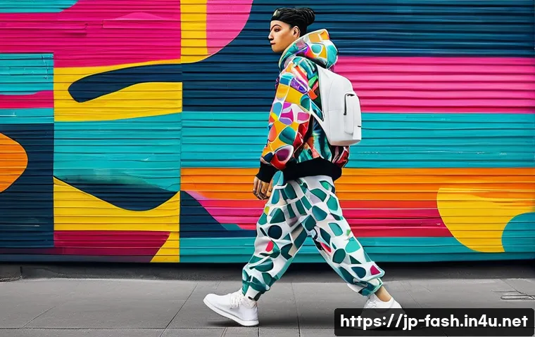패션디자인 협업 사례와 팁 - **Urban Pop Art Collaboration:**
    "A vibrant, dynamic full-body shot of a young, stylish person (...
